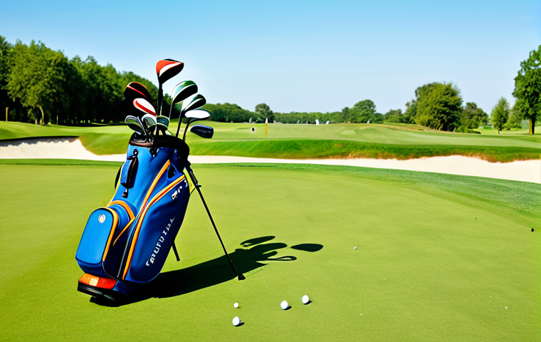 골프 초보자를 위한 장비 가이드 - **Image Prompt:** "Close-up shot of a golfer's hand wearing a golf glove, holding a golf ball and te...