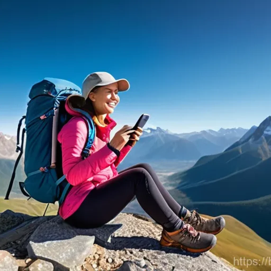 레저용 태양광 패널 추천 - **Prompt 1: Mountain Peak Connectivity**
An adventurous young woman, dressed in modern hiking ge...
