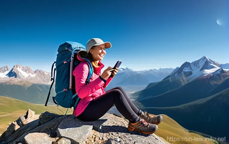 레저용 태양광 패널 추천 - **Prompt 1: Mountain Peak Connectivity**
An adventurous young woman, dressed in modern hiking ge...