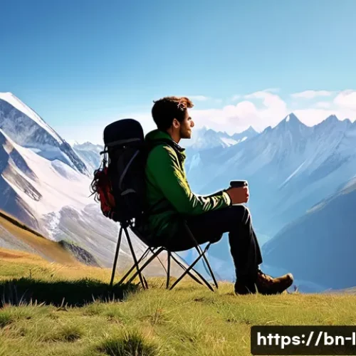Home 27 캠핑용 의자 추천 - **Prompt 1: Ultra-Lightweight Chair Adventure**
A solo male or female hiker, in their late 20s t...