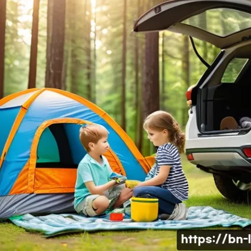 Home 26 오토캠핑 준비 가이드 - **"A family of three (a mother, a father, and their toddler, who is dressed in play clothes over a c...